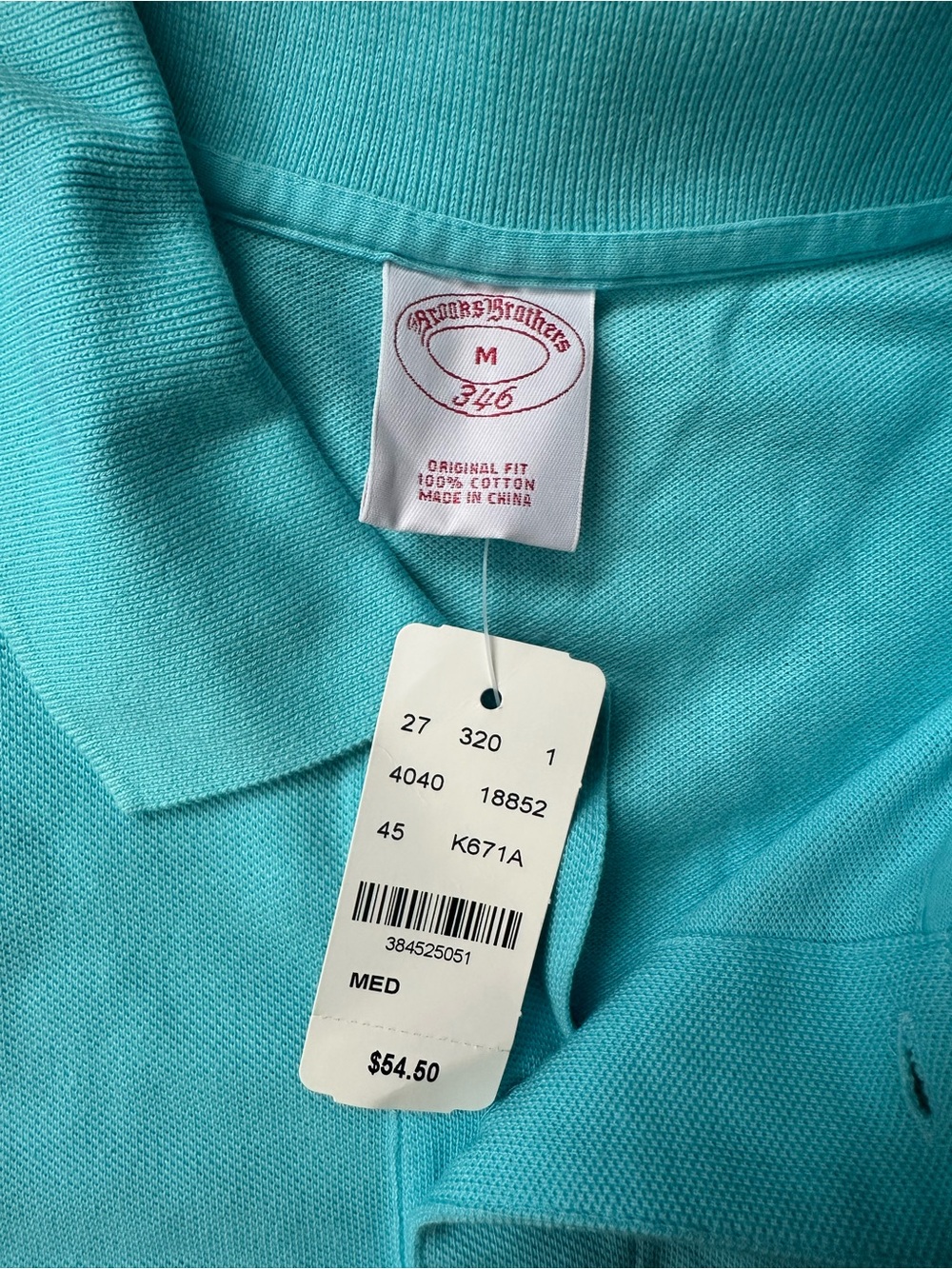Brooks Brothers Aqua Polo Shirt with Embroidered Logo - Picture 4 of 4